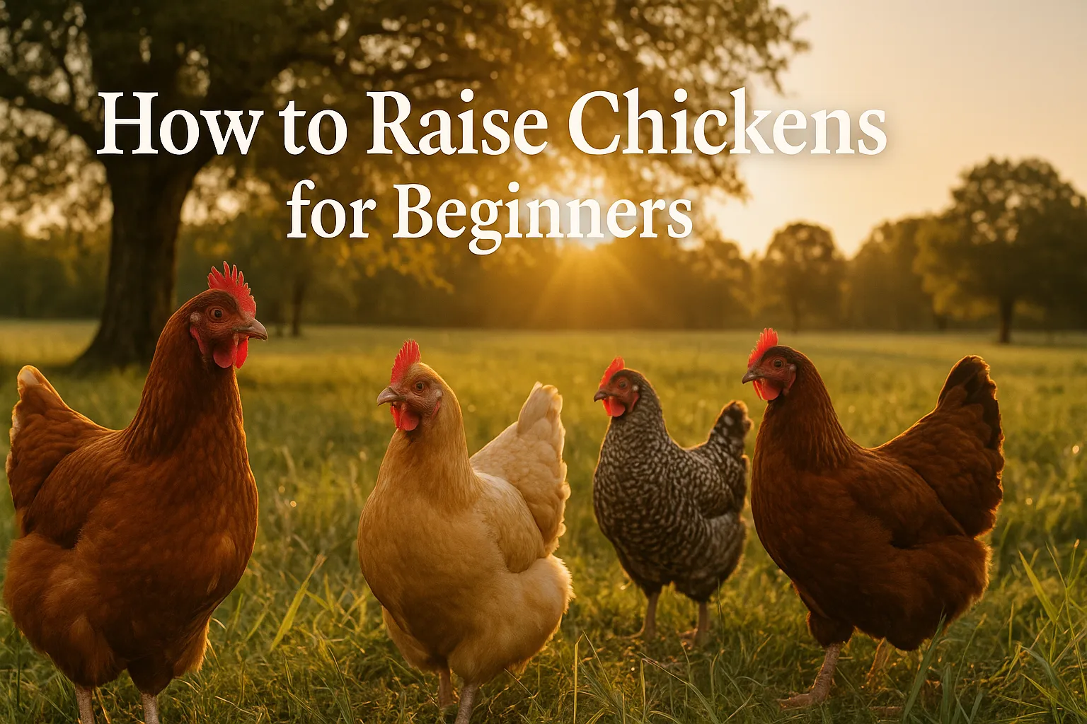 Happy hens at golden hour
